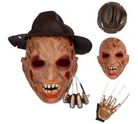 CASACLAUSI Maschera da incubo killer guanto cappello killer film horror maschera spaventosa olmo St Cosplay copricapo costumi di Halloween puntelli
