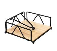 Casacomfortable - Portatovaglioli da cucina, nero, moderno, in metallo, con base in legno, per cucina, sala da pranzo, decorazione ordinata, portatovaglioli, vestiti (colore nero, taglia unica)