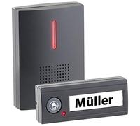 CASAcontrol Door Bell Kits - campanello: Wireless Campanello wireless, nero, Segnale luminoso e sonoro, portata di 100 m (a batteria, senza fili impermeabile, porta)