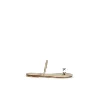 Casadei Gold Calf Leather Bos Taurus Flat Sandals - EU41/US11