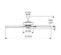 CasaFan Ventilatore a pale Classic Royal 132 cromo/faggio CASAFAN