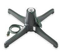 Casafield Supporto per albero di Natale rotante a 360 gradi, base girevole regolabile per albero artificiale fino a 2,5 m, con 3 prese elettriche integrate, verde