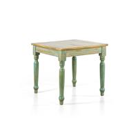 Casamata - Tavolo Da Pranzo In Legno Massello Di Mango, Country In Diverse Misure E Colori, Allungabile Quadrato Piano Naturale (Azzurro Decapato, 80x80 cm)
