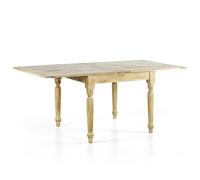 Casamata - Tavolo Da Pranzo In Legno Massello Di Mango, Country In Diverse Misure E Colori, Allungabile Quadrato Piano Naturale (Naturale Decapato, 180x90 cm)