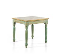 Casamata - Tavolo Da Pranzo In Legno Massello Di Mango, Country In Diverse Misure E Colori, Allungabile Quadrato Piano Naturale (Azzurro Decapato, 90x90 cm)