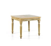 Casamata - Tavolo Da Pranzo In Legno Massello Di Mango, Tavolo Country In Diverse Misure E Colori, Tavolo Allungabile Legno, Tavolo Quadrato Allungabile Piano Naturale (Naturale Decapato, 80x80 cm)