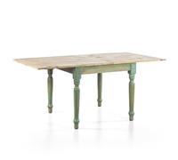 Casamata - Tavolo Da Pranzo In Legno Massello Di Mango, Tavolo Country In Diverse Misure E Colori, Tavolo Allungabile Legno, Tavolo Quadrato Allungabile Piano Naturale (Azzurro Decapato, 180x90 cm)