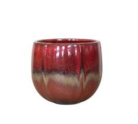 Casamata - Vaso In Ceramica Smaltata Santorini Rotondo Disponibile In Diverse Misure E Colori, Perfetto Come Vaso In Ceramica Per Piante Elegante E Resistente (Rosso, 47x41 cm)