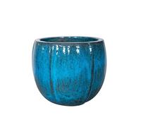 Casamata - Vaso In Ceramica Smaltata Santorini Rotondo Disponibile In Diverse Misure E Colori, Perfetto Come Vaso In Ceramica Per Piante Elegante E Resistente (Turchese, 29x27 cm)
