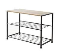 Casâme, scarpiera a 2 livelli, 6 paia di scarpe, organizer per ingresso, scaffale da bagno, in legno e metallo, industriale, 63 x 30 x 43 cm
