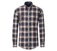 CasaModa Uomo Flanella Maniche Lunghe Casual Fit Beige Blu a Scacchi 444363200