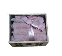 Casanov'è Set Lavette 4 pz Asciugamani 30x30 Spugna 450 Grammi in 100% Cotone con comodissimo Contenitore in Legno (Rosa)