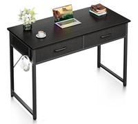 Casaottima Scrivania per computer da ufficio piccola da 101 cm, con 2 cassetti e gancio per cuffie, scrivania compatta per casa, ufficio, studio o lavoro, design moderno salvaspazio per piccoli spazi