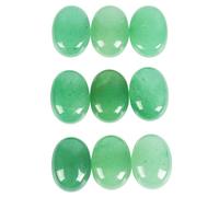 Casaper - Cabochon ovale in avventurina verde naturale, con retro piatto, perline in pietra sciolto per fare gioielli, artigianato in vetro lucido, 10 x 20 mm, confezione da 10 pezzi