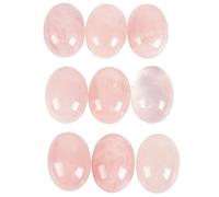 Casaper Cabochon ovale in quarzo rosa naturale, con retro piatto, perline allentate in pietra per fare gioielli, artigianato in vetro lucido, 13 x 18 mm, confezione da 10 pezzi