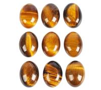 Casaper - Cabochon ovale occhio di tigre naturale con retro piatto, perline in pietra sciolte per fare gioielli, artigianato in vetro lucido, 10 x 20 mm, confezione da 10 pezzi