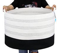 Casaphoria Cesto in corda di cotone XXXL, 55,9 x 55,6 x 35,6 cm, cesto per coperte per soggiorno, cesto morbido per biancheria, cesto portaoggetti con manico (confezione da 1)