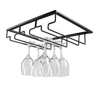 Casaphoria Portabicchieri da vino sotto il supporto inserti per mensola dell'armadio controsoffitto senza barra di trapano Supporto per vetro Calici da parete per organizer in metallo nero
