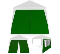 CASARIA 2 pannelli laterali per gazebo, 3 x 3 m, impermeabili, con finestra con chiusura lampo, per pareti laterali, da giardino, pieghevole, colore verde