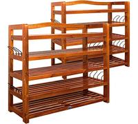 Casaria 2x Scarpiera 5 Ripiani 95x26x82 cm Legno di Acacia 200kg Portascarpe Salvaspazio Ingresso
