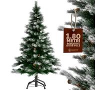 CASARIA® Albero di Natale Finto Verde con Neve 180 cm 810 Punte Incl. Base in Metallo Abete PVC Artificiale Innevato