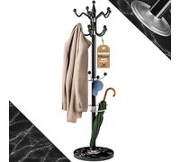 Casaria® Appendiabiti in Metallo con Base 14 Ganci Ruotabil 360° 37x37x175cm Corridoio Ufficio Attaccapanni Nero