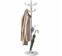 Casaria® Appendiabiti in Metallo con Base 14 Ganci Ruotabil 360° 37x37x175cm Corridoio Ufficio Attaccapanni Bianco