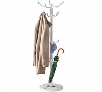 Casaria® Attaccapanni in Metallo con Base 14 Ganci Ruotabile 360° 37x37x175cm Corridoio Ufficio Appendiabiti Bianco
