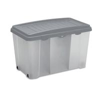 Casaria® Contenitore Riordino con Rotelle 120 L Coperchio Box Portaoggetti Organizer Plastica Robusta Trasparente Cambio Stagione