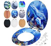 Casaria Copriwater Universale Doppia Chiusura Silenziosa MDF Antibatterico Cerniere Antiruggine