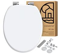 Casaria Copriwater Universale Doppia Chiusura Silenziosa MDF Antibatterico Cerniere Antiruggine Bianco