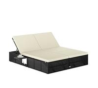 Casaria® Lettino Prendisole 2 Persone in Polyrattan Regolabile in 7 Posizioni con Tavolino Sdraio da Giardino 200x160cm