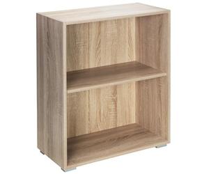 Casaria® Libreria Scaffale Vela 77cm 2 Ripiani Mobile Archiviazione Documenti Marrone Rovere