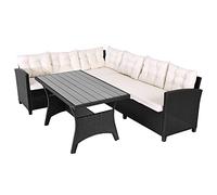 Casaria® Lounge Angolare Divano in Polyrattan Tavolo Pranzo WPC Salottino Esterno Mobili Giardino Terrazza Outdoor