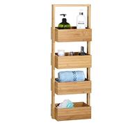 Casaria Mensola da bagno in bambù 4 ripiani 88x16x28cm mensola cucina legno mensole bagno scaffale da spazi stretti