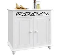 Casaria® Mobiletto Bianco Stile Country 76x65x35cm 2 Scomparti Armadietto Multiuso con Ante Mobile Bagno Consolle Ingresso Credenza Cucina Madia Soggiorno Mobili Salone Arredamento Casa Mobile TV