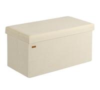 Casaria® Panca Contenitore 76x38cm Pieghevole 2 Scatole Carico Max 300kg Pouf Velluto a Costine Poggiapiedi Cassapanca Soggiorno Portaoggetti