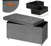 Casaria® Panca Contenitore in Velluto con Piedini Cassapanca 76 cm Carico Max 300kg Pouf Baule Portaoggetti Soggiorno Camera da Letto Corridoio