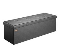 Casaria® Panca Contenitore Pieghevole 115x40x40cm con Coperchio Imbottito Cassapanca Seduta Pouf Poggiapiedi Baule Ottomana Panchetta Salvaspazio