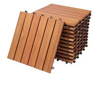 Casaria Piastrelle Legno Eucalipto 11pz Certificato FSC® Mattonelle 1m² ad Incastro 30x30cm Esterno