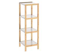 Casaria Scaffale da Bagno & Cucina 4 Ripiani Bambù Mobile a Colonna Portaspezie Scarpiera