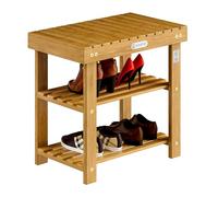 Casaria® Scarpiera con Seduta in Legno Capacità 160 kg Certificata FSC® Acacia 3 livelli Panca Bagno Corridoio Marrone