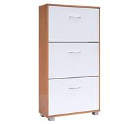 Casaria Scarpiera Mobile per Scarpe Legno Faggio 3 Scompartimenti 115x60x24 cm Scaffale Salvaspazio