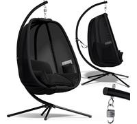 Casaria® Sedia a Dondolo da Esterno ed Interno con Telaio 2 Tasche Laterali con Cuscino Poltrona Sospesa XXL con Capacità 150 kg Stabile Resistente