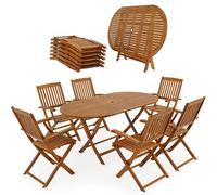 CASARIA® Set 1 Tavolo 6 Sedie da Giardino 160x85cm Legno Acacia Pieghevole