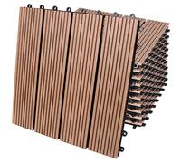 Casaria Set 11 Pezzi Piastrelle da Giardino 30x30cm 1m² in WPC Resistente Mattonelle ad Incastro per Pavimento Terrazza Balcone Esterno Sistema a Clic