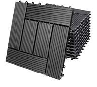 Casaria Set 11 Pezzi Piastrelle da Giardino 30x30cm 1m² in WPC Resistente Mattonelle ad Incastro per Pavimento Terrazza Balcone Esterno Sistema a Clic