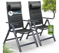Casaria Set 2 Sedie da Giardino Schienale Regolabile 8 Livelli Supporto Lombare Alluminio Carico Max.120 kg Campeggio