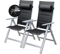 Casaria Set 2 Sedie da Giardino Schienale Regolabile 8 Livelli Supporto Lombare Alluminio Carico Max.120 kg Campeggio