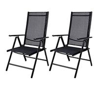 Casaria® Set 2 Sedie Pieghevoli Giardino Alluminio Schienale Alto Regolabile 8 Posizioni Salvaspazio Mobili da Esterno Balcone